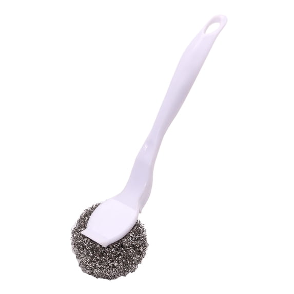 Mouliraty Stainless Steel Sponges Scourer Pot Brush Long Handle Cleaning Brush Scrubbers Metal Scouring Pads Kitchen Cleaning Tool