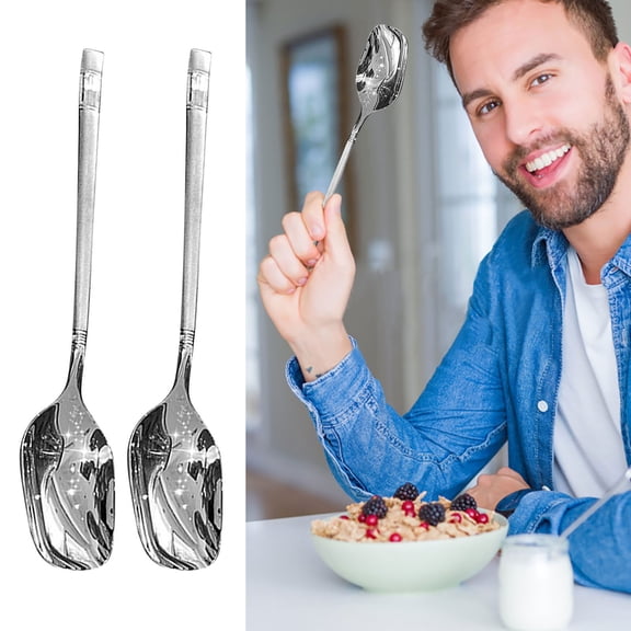 Stainless Steel Spoon, 2pc Flat Bottom Spoon for Kids, Dessert Spoon for Rice and Everyday Meals