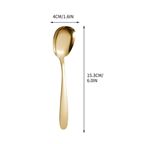 Stainless Steel Spoon, Dessert Spoon, Flat Bottom Rice Spoon with Extra Thick Ergonomic Handle, Mirror Polished, Rust-Resistant Durable Kitchen Utensil for Soup Yogurt and Beverages