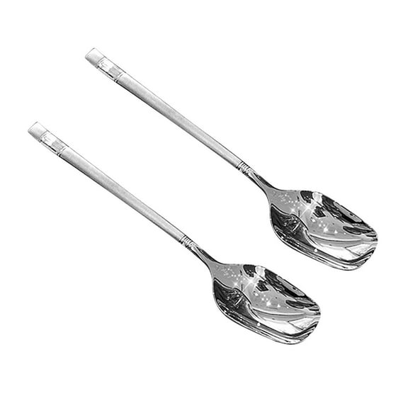 Stainless Steel Spoon Flat Bottom Utensil With 2-Piece Set, Dessert Design And Rice Serving For Kitchen Use, Dining And Food Preparation Free Size