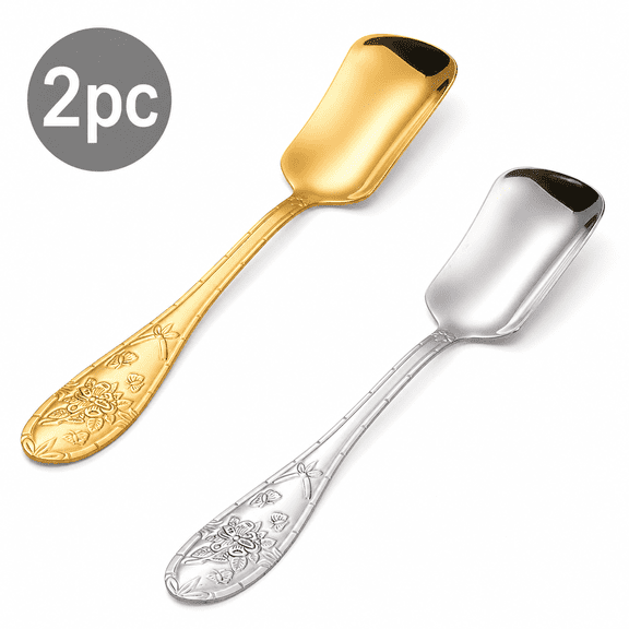 Stainless Steel Spoon, Long Handle Soup Spoon with Butterfly Embossed Design 16.8 × 3.3 cm (6.61 × 1.30 in), Durable Table Spoon for Soup, Coffee, Rice & Daily Kitchen Use