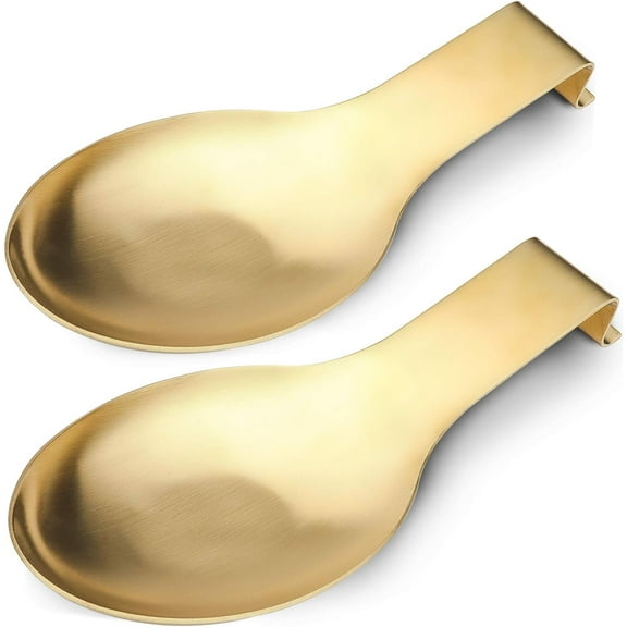 Stainless Steel Spoon Rest, 9.8 x 3.7 Inch (Gold 2PC)