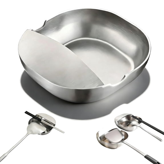 Stainless Steel Spoon Rest for Kitchen Counter, 304 Stainless Steel Spoon Rest & Multipurpose Kitchen Utensil Holder, Self-Standing Ladle Holder for Countertop