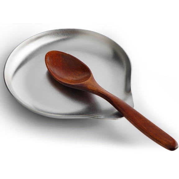 Stainless Steel Spoon Rest, Spatula Ladle Holder, Stainless Steel Utensil Spoon Rest Holder, Brushed Finish, Dishwasher Safe 5.9 x 5.1 Inch (Round Silver 1PC)