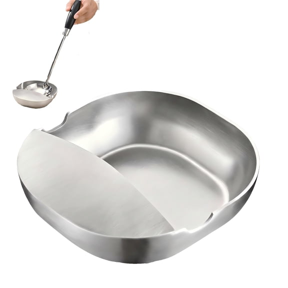 Stainless Steel Spoon Rest with Stable Base, Self-Standing Ladle and Utensil Holder for Kitchen Countertop, Cooking Tool Organizer with Snack Containers