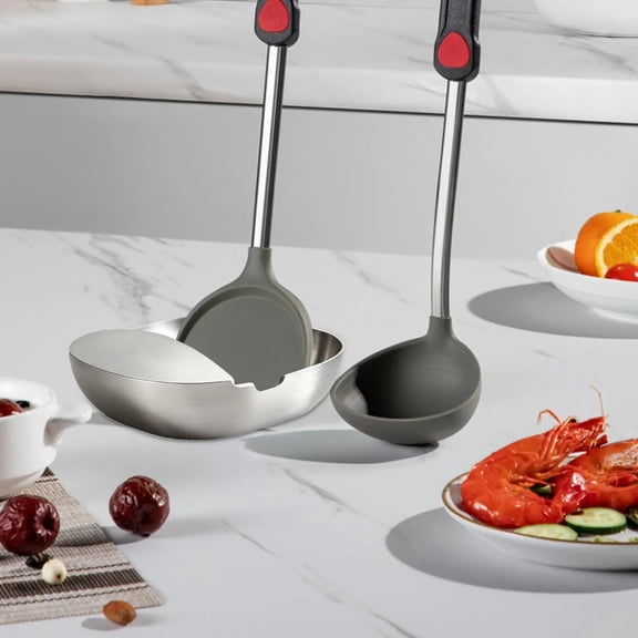 Stainless Steel Spoon Rest for Kitchen Countertop Standing Utensil Holder Stable Base