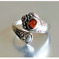 thumbnail image 1 of Stainless Steel Spoon Ring - Spoon Ring with Garnet Cubic Zirconia & Flower by Mdream, 1 of 4