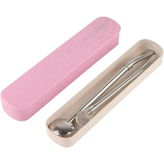 Stainless Steel Spoon Straws Reusable, Yerba Mate Straw Drinking Straws with Filter Spoon, Multifunctional Tea Straw for Drinking Coffee, Cocktai, Tea, Silver