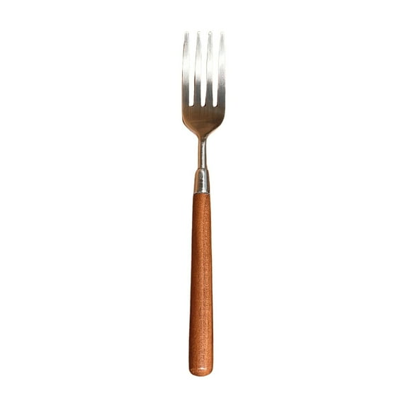 Stainless Steel Spoon and Fork Set with Wooden Handle | 1-Piece Kitchen Utensil Cutlery Set | Dishwasher Safe & Rust-Resistant