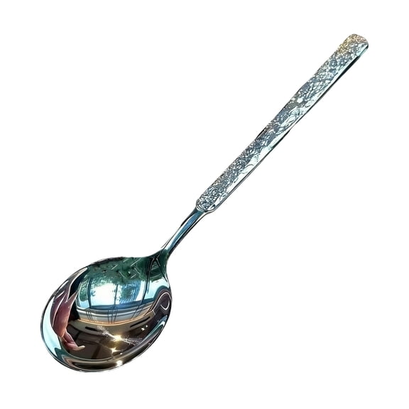Stainless Steel Spoon with Engraved Handle Floral Pattern Long Handle Utensil for Dining Kitchen Tableware Set