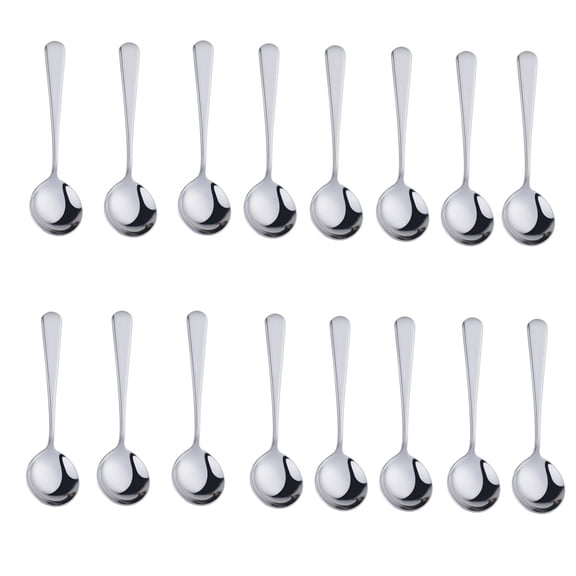 Stainless Steel Spoons Set , Dinner Spoons, Small Soup Spoons, Round Soup fro Kids Adult, Silverware Spoons for Home, Kitchen, Restaurant,Party, Dishwasher Safe, 16Pcs