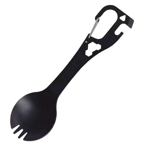 Stainless Steel Spork Camping Utensil with Spoon Fork Bottle Can Opener 5 in 1 Multifunctional Camping Eating Utensils