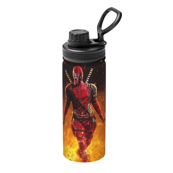 Stainless Steel Sports Water Bottle Deadpool Kettle Vacuum Insulated Leak Proof for Gym Travel 18 Oz