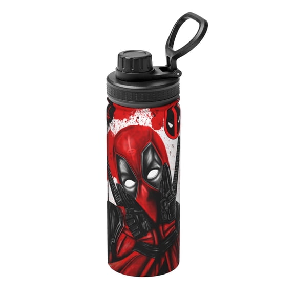 Stainless Steel Sports Water Bottle Deadpool Kettle Vacuum Insulated Leak Proof for Gym Travel 18 Oz