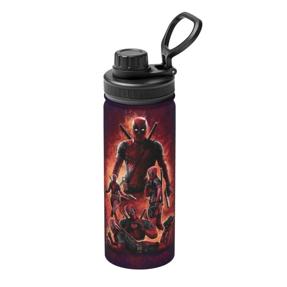 Stainless Steel Sports Water Bottle Deadpool Kettle Vacuum Insulated Leak Proof for Gym Travel 18 Oz