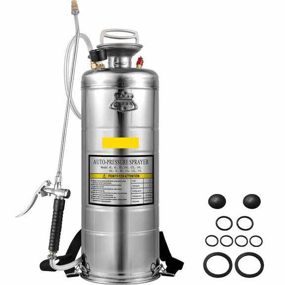 Stainless Steel Sprayer 3.5Gal, Hand Pump Garden Sprayer with 20" Wand & 3FT Hose, Adjustable Nozzle & Pressure Gauge for Lawn, Gardening, Sanitizing