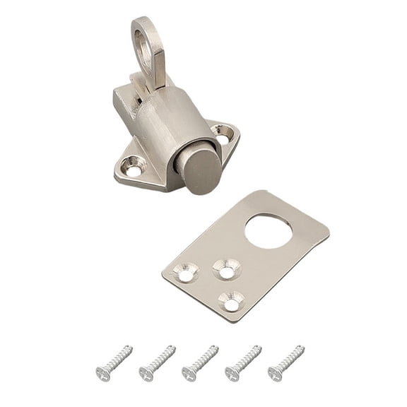 Stainless Steel Spring Bolt Door Lock, Rustproof Thickened Metal Latch With Smooth Finish For Home Interior Exterior Security Use, Silver