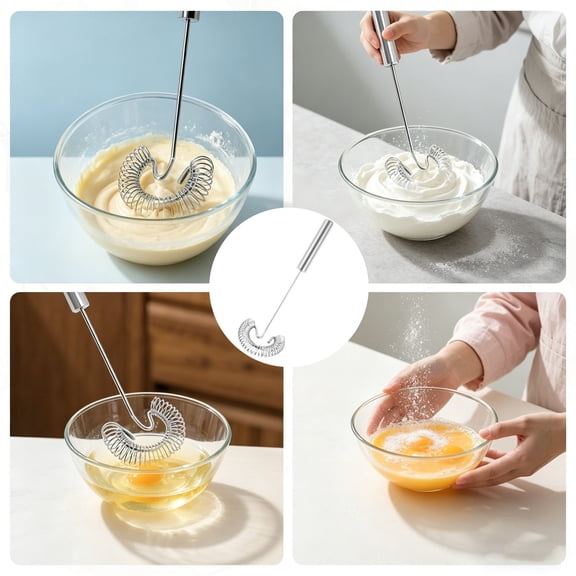 Stainless Steel Spring Coil Whisk Handheld Spiral Wire Egg Beater For Kitchen Cooking Sauces(Silver-26X8X2.5Cm)