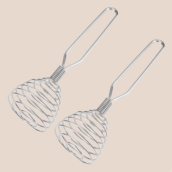 Stainless Steel Spring Coil Whisk Set 2 Pack, Wire Whip Egg Beater, Kitchen Cookware Hand Mixer For Cooking, Mixing, Blending, Beating, Stirring, 6.7 Inch
