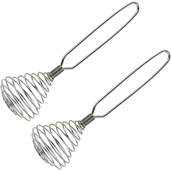 Stainless Steel Spring Coil Whisk Set 2 Pack, Wire Whip Egg Beater, Kitchen Cookware Hand Mixer For Cooking, Mixing, Blending, Beating, Stirring, 8.7 Inch