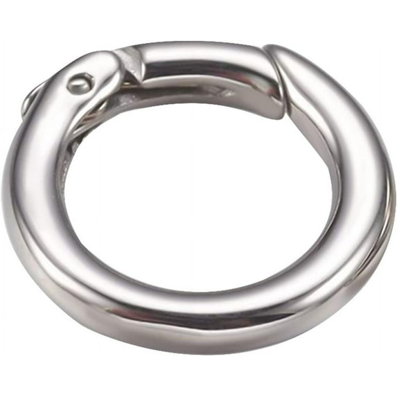 Stainless Steel Spring Gate Rings O Rings Stainless Steel Color Clasps Ring Shaped Charms Circle Connector for DIY Key Ring Making 17.5x3mm 1pc
