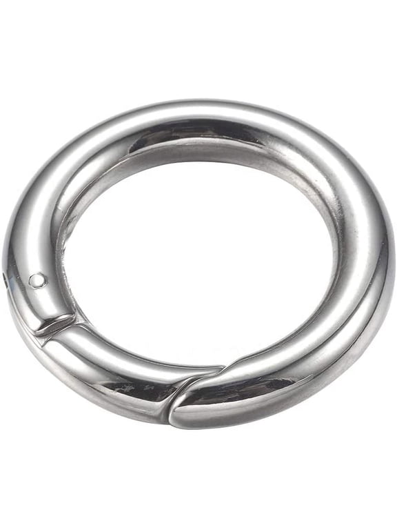 Stainless Steel Spring Gate Rings O Rings Stainless Steel Color Clasps Ring Shaped Charms Circle Connector for DIY Key Ring Making 24x4mm for DIY