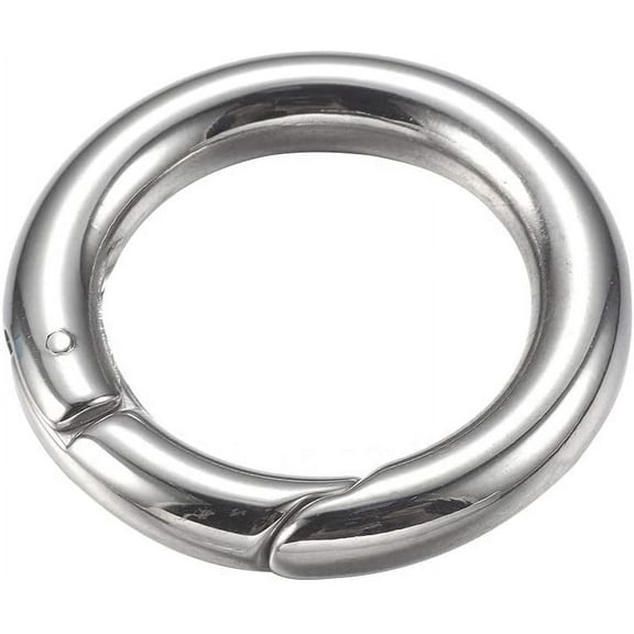 Stainless Steel Spring Gate Rings O Rings Stainless Steel Color Clasps Ring Shaped Charms Circle Connector for DIY Key Ring Making 24x4mmSilver