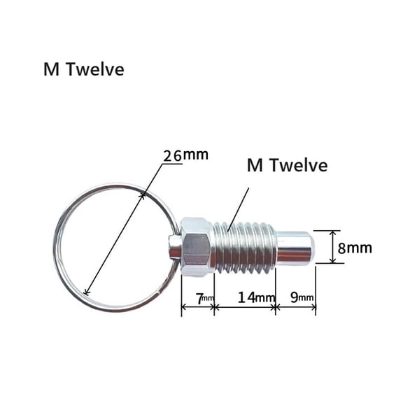 Stainless Steel Spring Plungers with Pull Ring for M6 M8 M10 Industrial Machinery, Short Manual Retractable Indexing Pin Device(M Twelve)