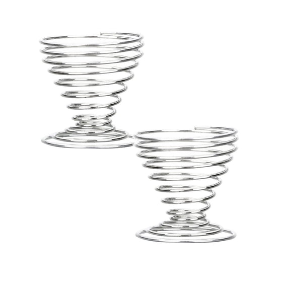 Stainless Steel Spring Wire Egg Cup Holder, Rust Resistant & Space Saving Serving Tray, Easy to Clean, Storage Stand for Soft & Hard Boiled Eggs, Breakfast Table Kitchen Gadget,Silver,2Pcs