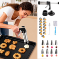 thumbnail image 1 of Stainless Steel Spritz Cookie Press with 13 Discs & 8 Icing Nozzles,Cookie Press Gun for DIY Christmas Cookies and Birthday Party Cakes,Gifts for Women(Comes with 2 Cleaning Brush), 1 of 8