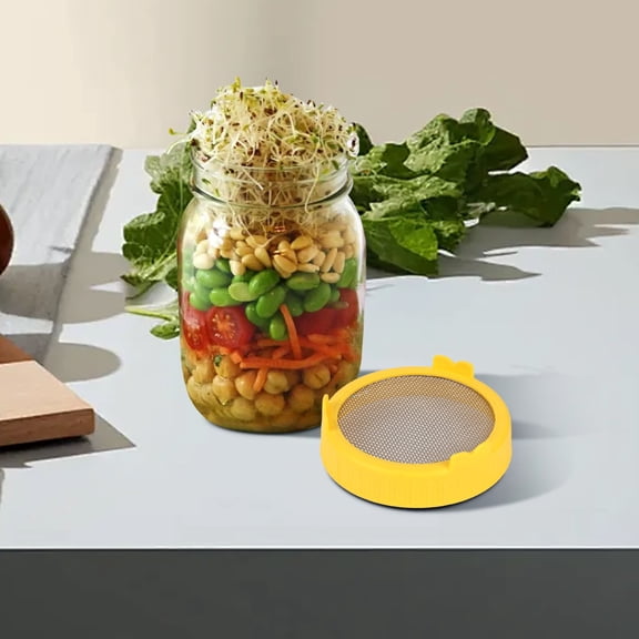 Stainless Steel Sprouting Lid for Mason Jar, Microgreens Germination Kit, 8.6 cm, Yellow