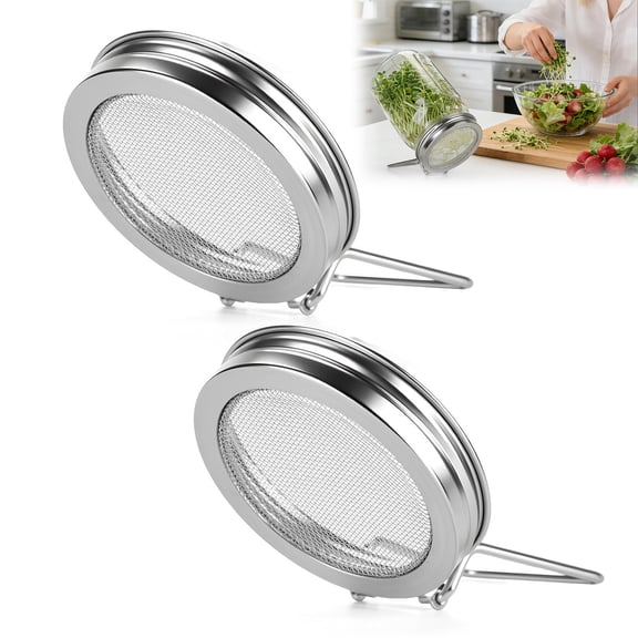 Stainless Steel Sprouting Lids for Wide Mouth Mason Jars, Reusable Sprout Jar Lid Kit with Drain Stand, Seed Germination Strainer for Alfalfa, Mung Bean & Broccoli Sprouts