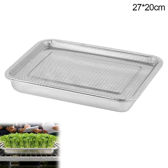 Stainless Steel Sprouting Tray Set – Reusable Microgreens Germination Kit with Mesh & Solid Trays, for Beans, Lettuce, Wheatgrass & Waterculture
