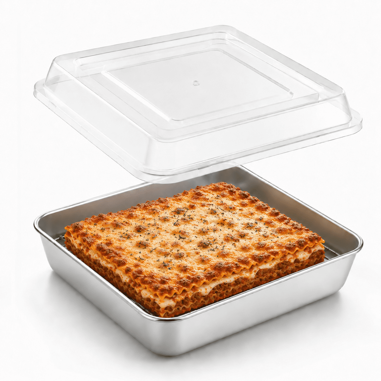 Stainless Steel 8 x 8 Baking Pan with Lid and Rack, Square Cake Pan for Brownies, Casseroles and Cakes, 8 inch Square Baking Pan, Square Baking Dish for Toaster Oven