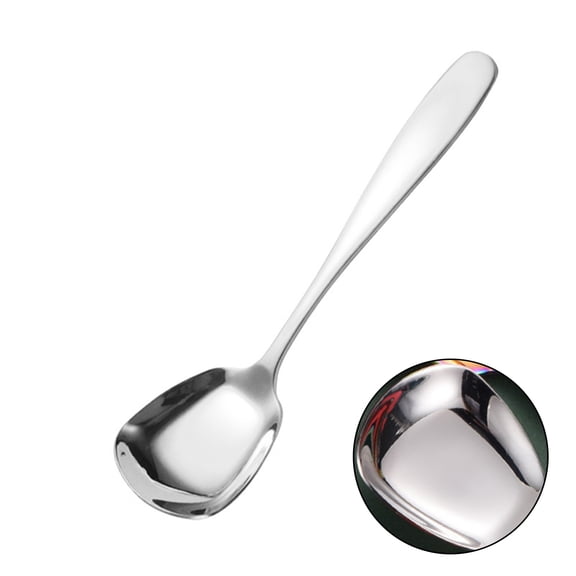 Stainless Steel Square Head Spoons, for Soup and Rice, Large Serving Utensils (silver)
