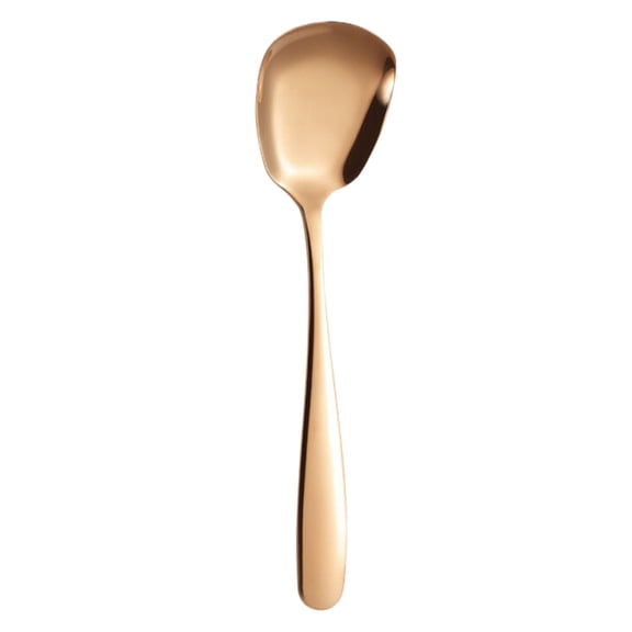 Stainless Steel Square Ice Cream Spoons with Polished Surface, Table Spoon, Multi-Color Flat Spoons for Dessert, Watermelon, and Food Serving, Suitable for Home and Restaurant Use,Copper