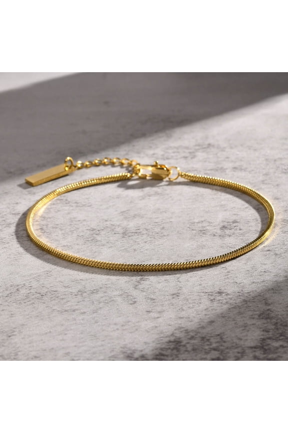 Men's Stainless Steel Bracelet Square Snake Chain Thin Simple Geometric Design Electroplated Finish Bracelet For Men