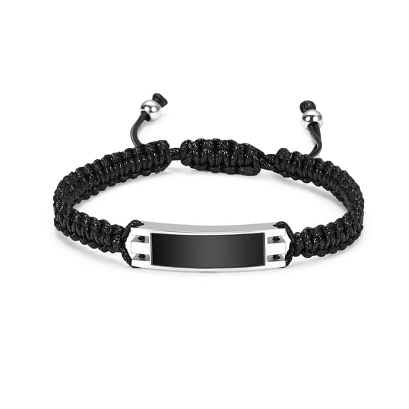 Stainless Steel Square Tag Charm Adjustable Braided Rope Bracelet Funeral Urns Bracelet s for Cremation Ashes Holder Memorial Jewelry For Men Women