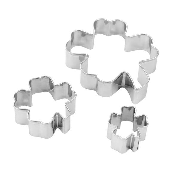 Stainless Steel St. Patrick'S Day Cookie Cutters Set, 3Pcs Four Leaf Clover Mold For Baking, Fondant, Party Decor, 3.26X2.67X0.78In 0.06Lb