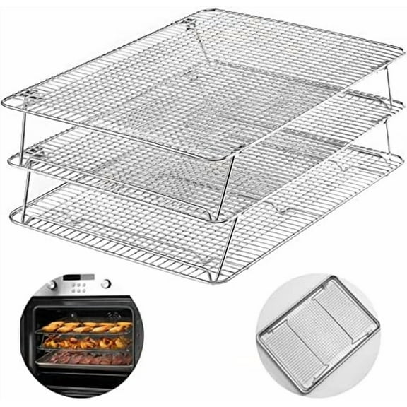 Stainless Steel Stackable Cooling Rack for Baking, 3 Tier 12x 16.5,Oven & Dishwasher Salf and Fit Half Sheet,Wire Cooling Racks for Cookie, Pizza, Cake$$Home Decor, Kitchen, & Other
