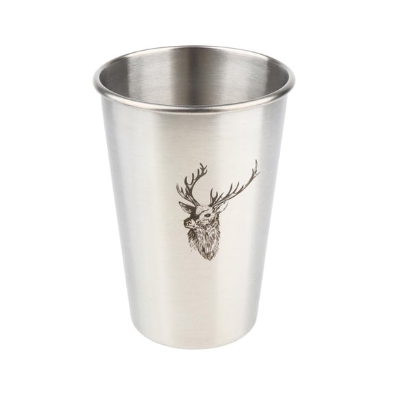 Stainless Steel Stackable Cups Deer Pattern Beach Party Beverage Portion 500ml