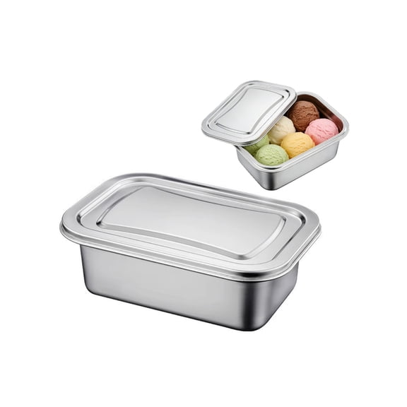 Stainless Steel Stackable Freezer Box for Ice Cream Desserts with Lid