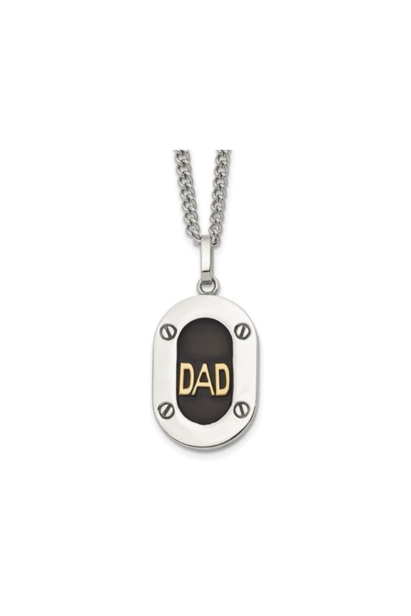 Gem & Harmony Stainless Steel Stainless Steel DAD Pendant Necklace with Chain for Men
