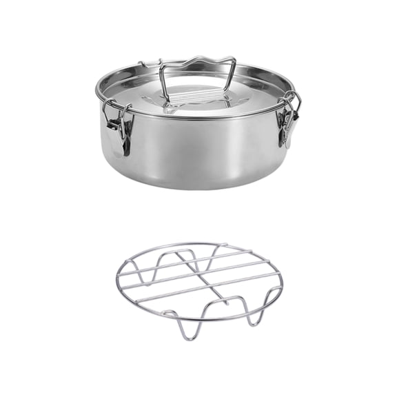 Stainless Steel, Stainless Steel Storage, Stainless Steel Pot, 8X5 In, Stainless Steel Cookware, Storage Basket with Lid, Airtight Storage, Basket with Handle, Round Shape, Silver