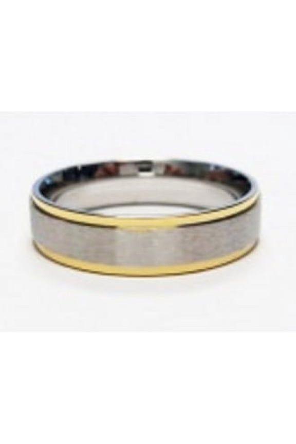Stainless Steel Stamped Ring 6mm, Gold Edged