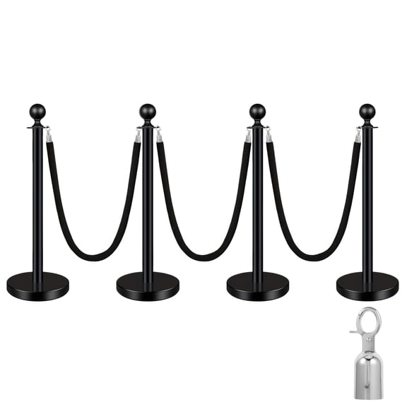 4 Pcs crowd control barriers Stanchions, 5ft Velvet Ropes, w/Fillable Base for High-end Venues,hotel,Party Supplies