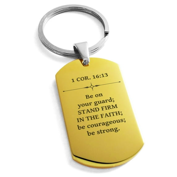 Tioneer Stainless Steel Stand Firm In The Faith 1 Corinthians 16:13 Dog Tag Celtic Keychain Keyring