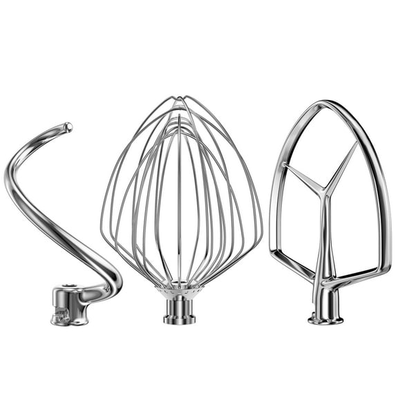 Stainless Steel Stand Mixer Attachments 3-Piece for KitchenAid 7 Qt Tilt Head Stand Mixer. Includes 20 Wire Whisk, Flat Beater, Dough Hook for KitchenAid 7 Qt Mixer Bowl Y101