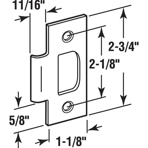 Stainless Steel Standard T-strike Door Strike Plate 2-1/8 In. Hole Spacing Chr
