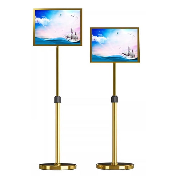 Stainless Steel Standing Sign Display Height Adjustable Sign Holder Menu Stand Advertisement Rack Floor Poster Stands for Wedding Advertising Sales
